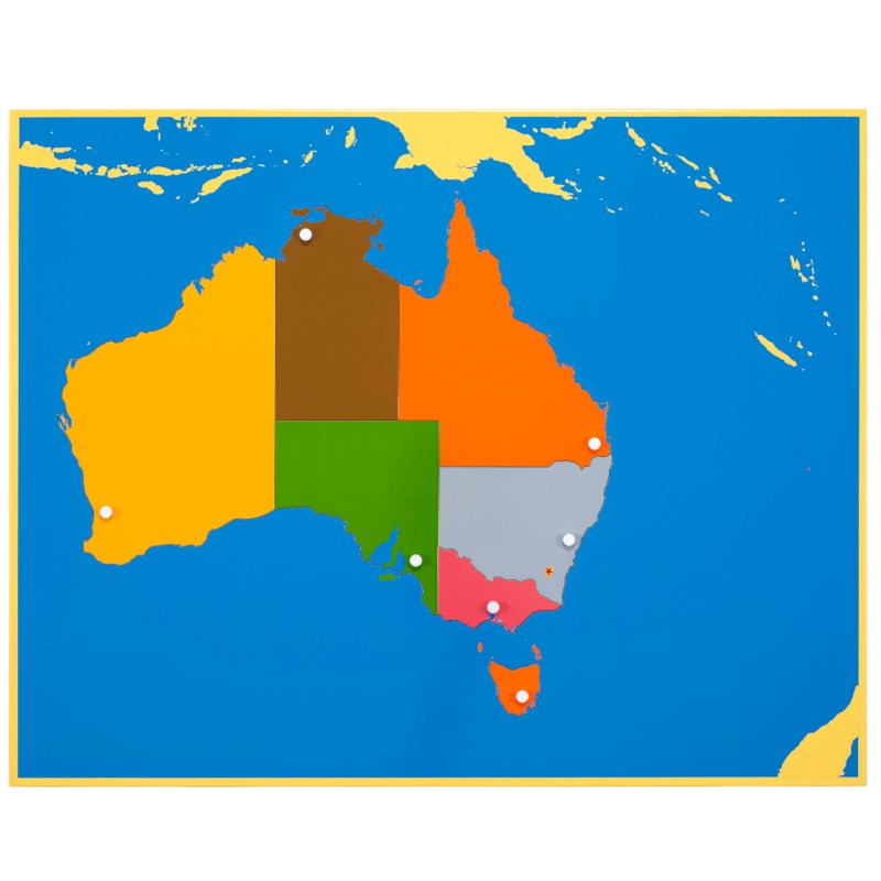 Puzzle Map: Australia - פאזל יבשת אוסטרליה - Elementessori