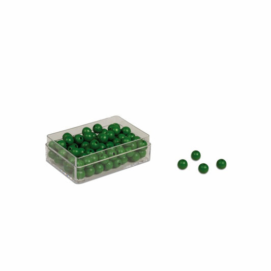Beads: Green (100) - חרוזים ירוקים (100) -    Elementessori