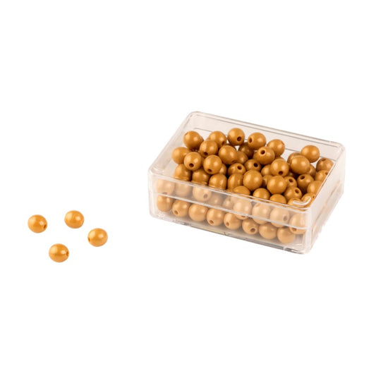 100 Golden Bead Units: Individual Beads (Nylon) - חרוזים מוזהבים -    Elementessori