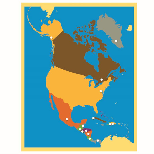 Puzzle Map: North America - פאזל יבשת צפון אמריקה -    Elementessori