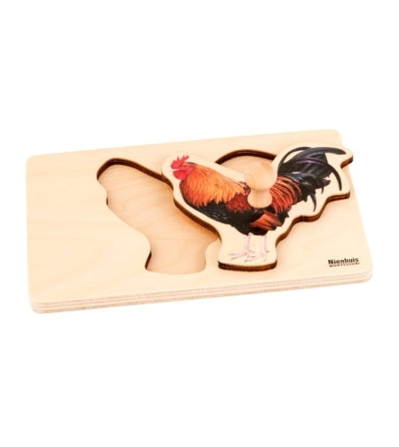Toddler Puzzle: Rooster - פאזל תרנגול -    Elementessori