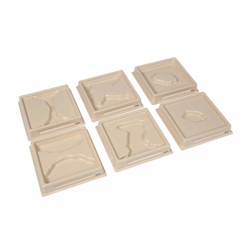 Land And Water Form Trays: Set 2 - ימים ונהרות -    Elementessori